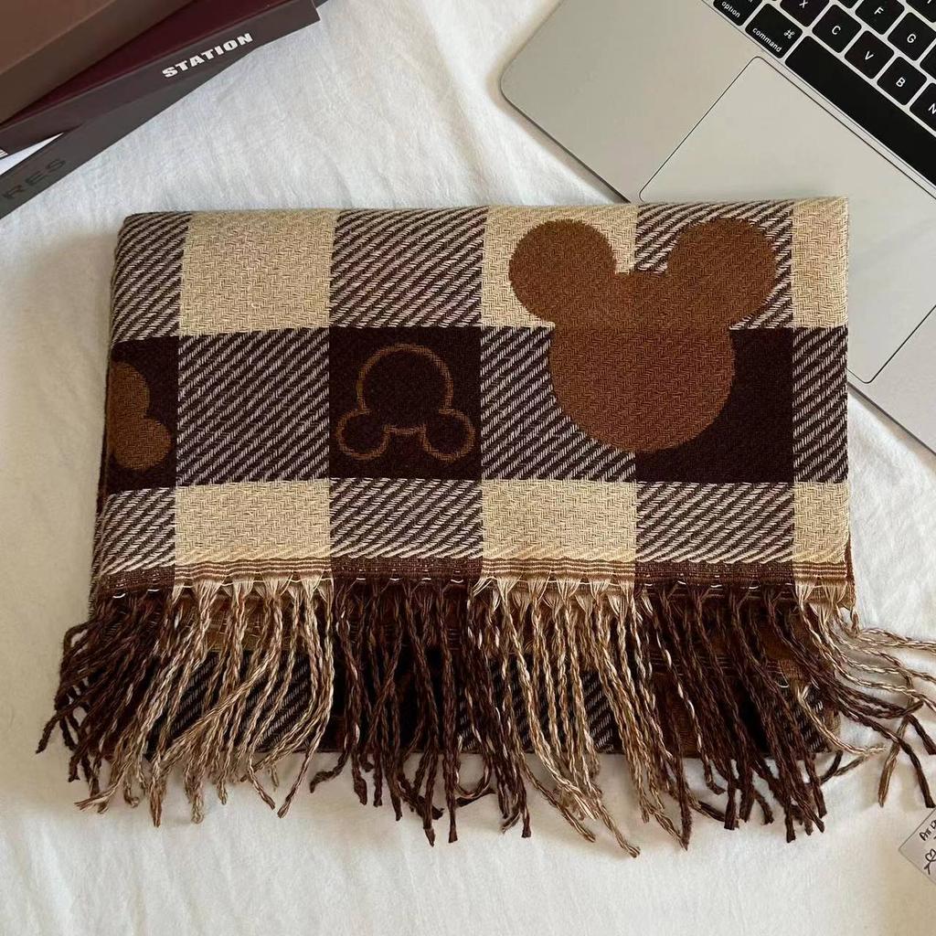 New Popular Tassel Imitation Cashmere Plaid Scarf Women's Senior Sense Autumn and Winter Long Thermal Shawl Commuter College Style