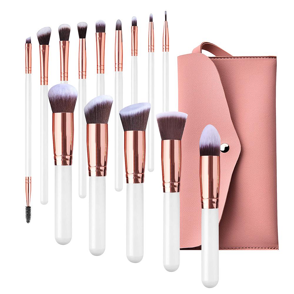 

Biyouyi 14-Piece Luxury Makeup Brush Set with White Wooden Handles