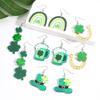 St. Patrick's Day Clover Hat Sheet Earrings Personality Letters Rainbow Horseshoe Acrylic Earrings