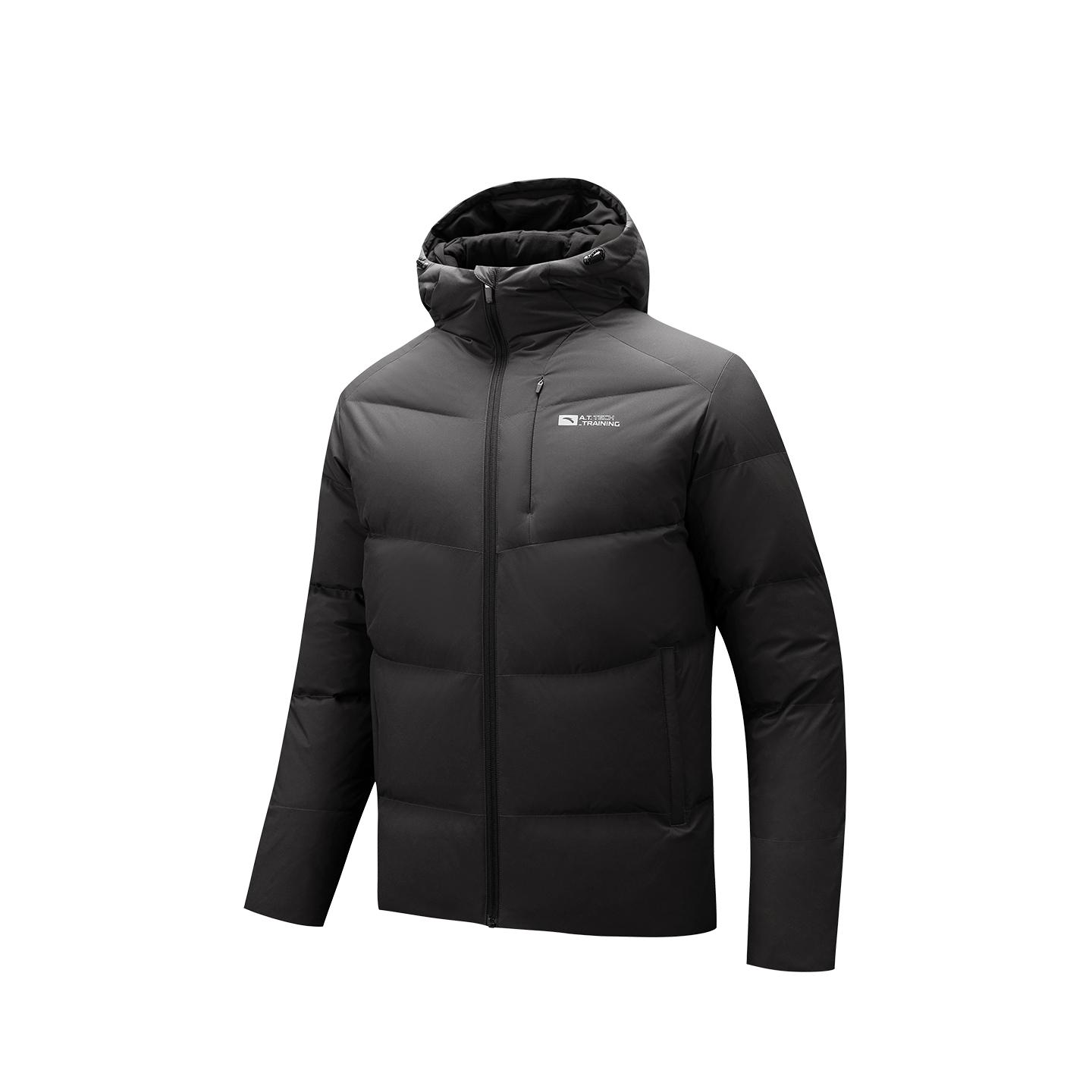 

Anta Four Defense Heat Technology Warm Water Resistant Commuting Short Casual Hooded Duck Down Jacket Thickened Men Jacket Dark-Brown Gray 952547925-4 L