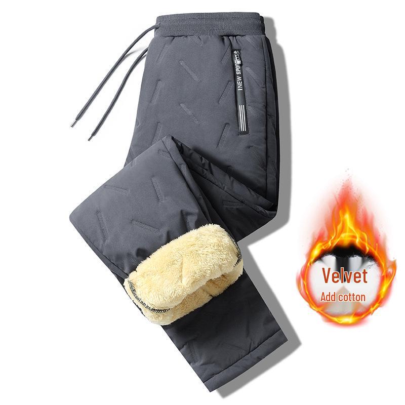 Men's Plus Size Lambswool Winter Pants: Loose, Warm, Fleece-Lined, Thick, Waterproof, Wear-Resistant Sports Outdoor Down Cotton.