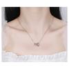 Simple Micro Inlaid Zircon Double Interlocking Circle Pendant Clavicle Necklace For Women