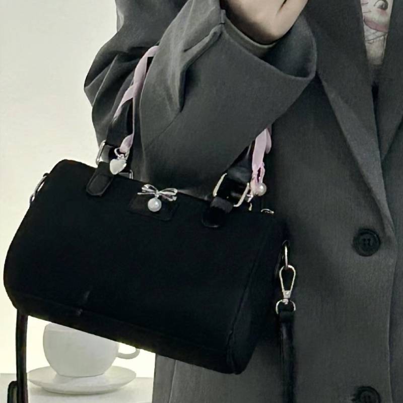 Black Bag Pu Leather Handbag With Zipper Closure And Card Pocket For Daily Use