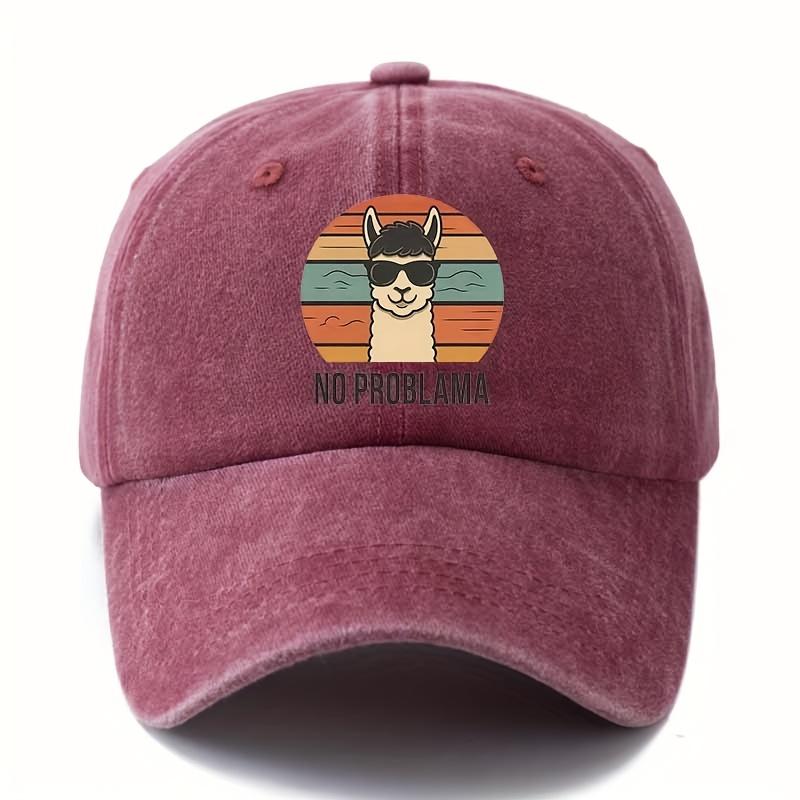 

Male and female cartoon alpaca baseball cap with curved brim suitable for outdoor activities such as camping and travel Adjustable бордовий