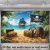 Fondo de Tesoro Pirata, Tela de Fondo de Playa Caribeña, Decoración de Fiesta