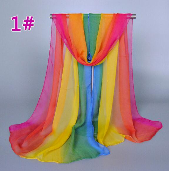 Lady Fashion Voile Girls Scarves Chiffon Scarf Women High Quality Gradual Color Women Silk Scarf  Popular Scarves Wrap shawl