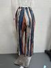 2024 Women's Cotton Linen Elastic Waist Pants - Casual Nine-Point Khaki Sky Blue