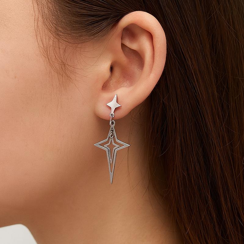 

New Fashion Cross Openwork Star Stainless Steel Trendy Earring For Women Accessory OneSize