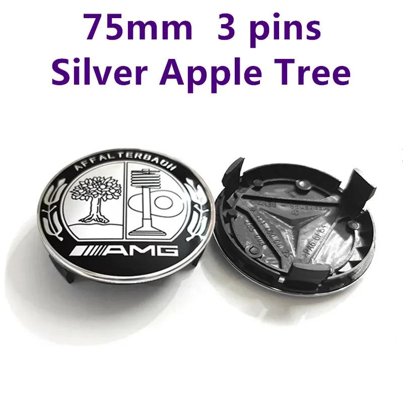 Car Sticker 4pcs Wheel Center Cap 75mm 3 pin AMG Apple Tree New Black Dark Light Blue Wheat Styling Badge For Mercedes Benz Hub