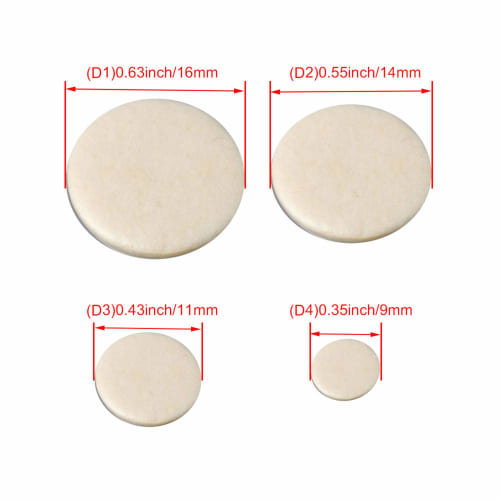 Yibuy 17-Piece White Clarinet Pads, Woodwind Instrument Repair Replacement Pads, 9mm, 11mm, 14mm, 16mm, Repair Parts, Flute Pads
