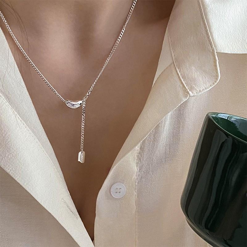 VENTFILLE Silver Color Bowknot Snake Bone Chain Necklace For Women Girl Simple Design Korean Jewelry Dropshipping