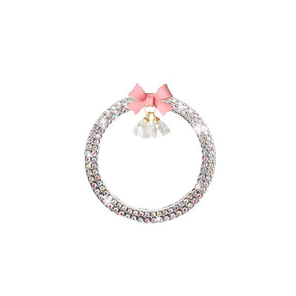 Rhinestone Bow Bell Car Start Switch Button Auto Decorative Diamond Stickers Ring Circle Trims Protective Cover Car Accessories