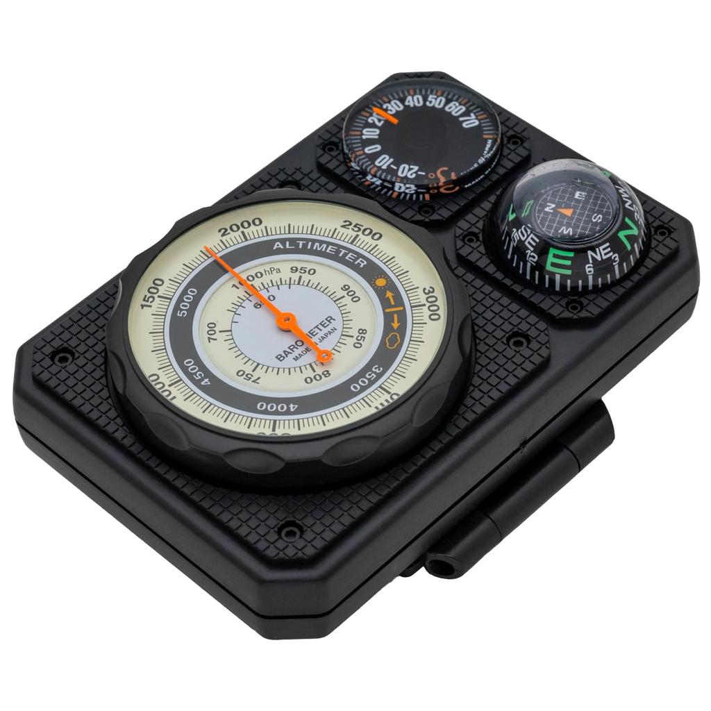 MIZAR-TEC Travel Aid Analog Altimeter with Barometer, Thermometer, Oil Compass, and Mini Light, Black, NO1230