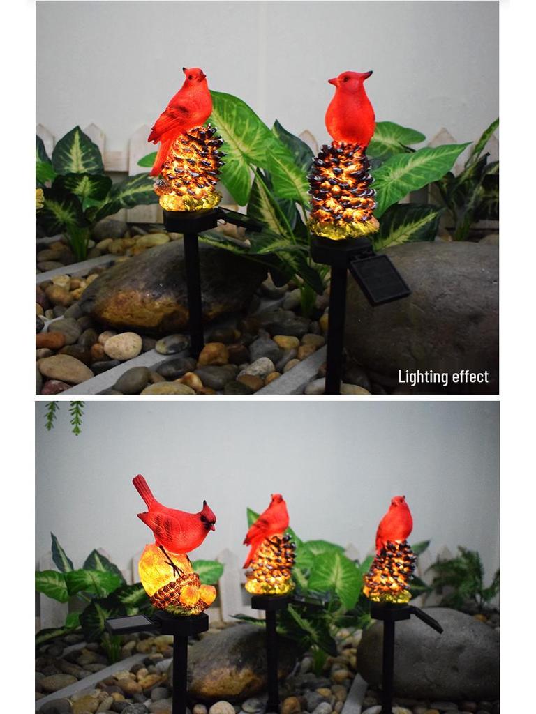 Solar LED Flower Bird Lights for Outdoor Courtyard, Balcony, Garden, and Camping with Sensor Activation.