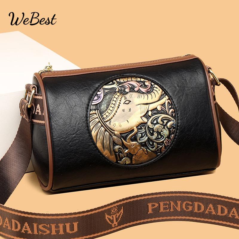 

Vintage Embossed Shoulder Crossbody Bag чёрный