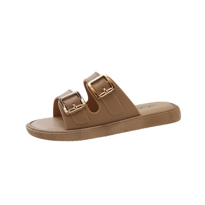 Summer New Women's Slippers Buckle Design Thick-soled Women's Slippers Wear Fashionable Versatile Soft Sole- .CM Beach Women's Shoes