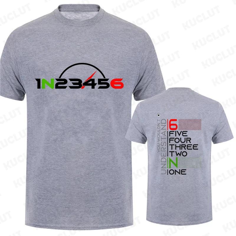 Motorcycle Gear 1N23456 Design Tshirt for Men Autocycle Motorbike Speedometer Personalized Print Game Tshirts Vintage T Shirts