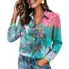 Women's Long Sleeve Button Down Shirt with Pocket, Color Casual Top for Everyday Wear