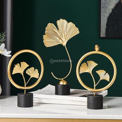 Żelazna Rzeźba Liścia z Drewnianą Podstawą/Ręcznie Robiona Statua Artystyczna do Salonu Przedpokoju Sypialni Dekoracja Biurka/Prezent na Parapetówkę