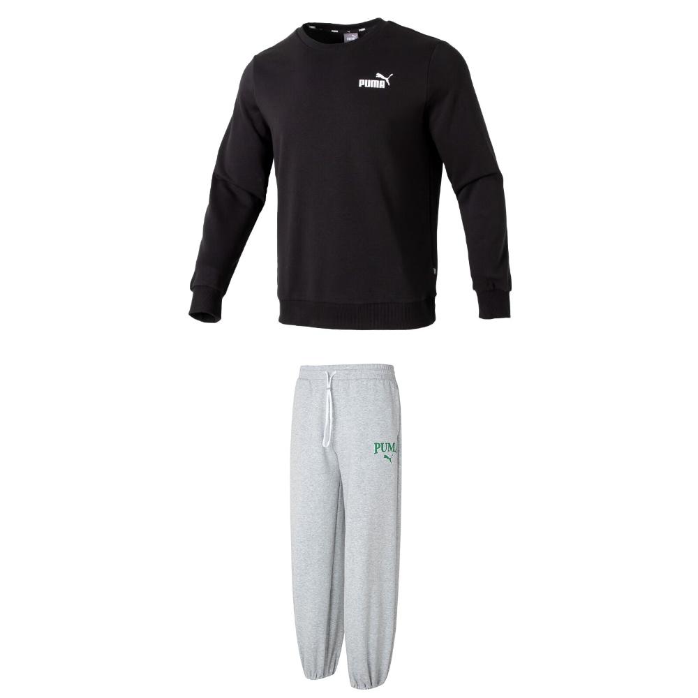 

Puma Pullover Crew Neck Letter Long Sleeve Knitted Sweatpants Hoodie Set Men Sweatshirt Sets 683375-01+682928-04 M