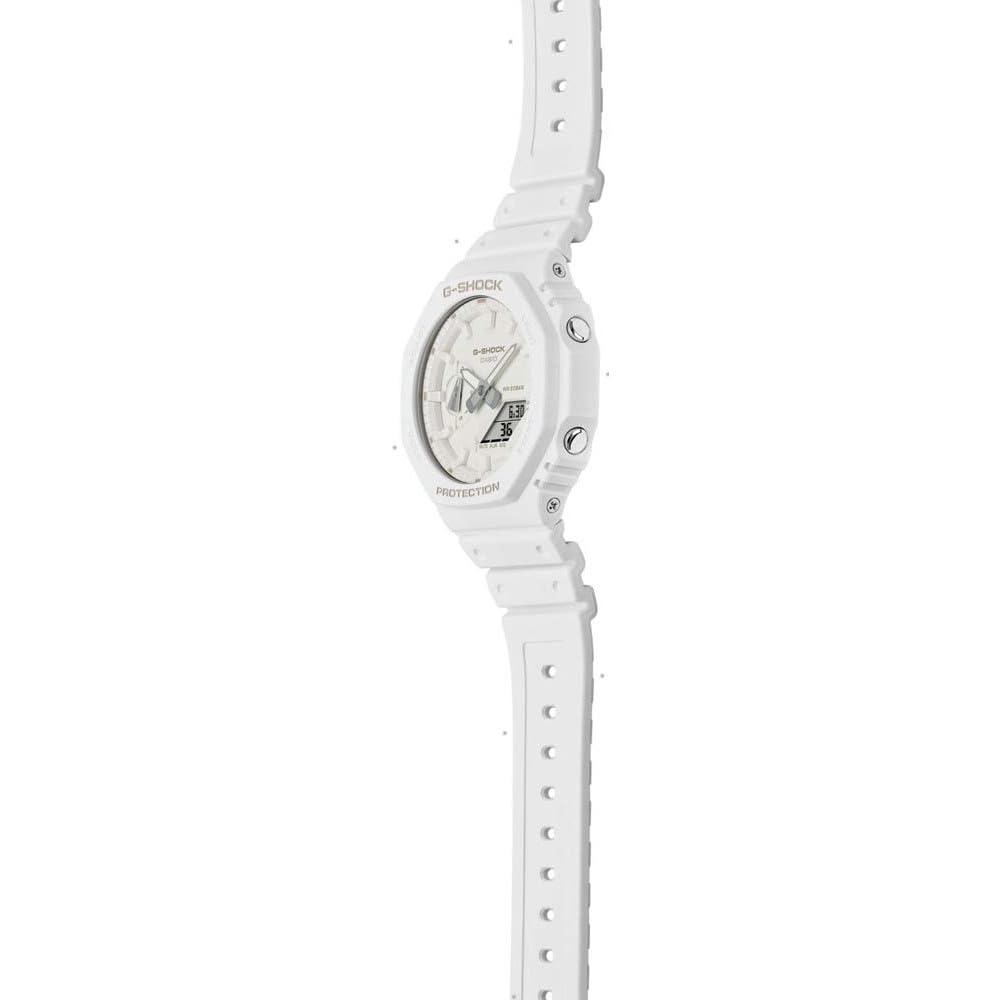 Casio Uni Quartz Watch with Plastic Analog-Digital Strap, GA-2100-7A7ER, White.