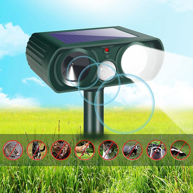 Solar Ultrasonic Animal Repeller: Deter Rodents, Birds, Snakes, Cats, and Dogs Outdoors