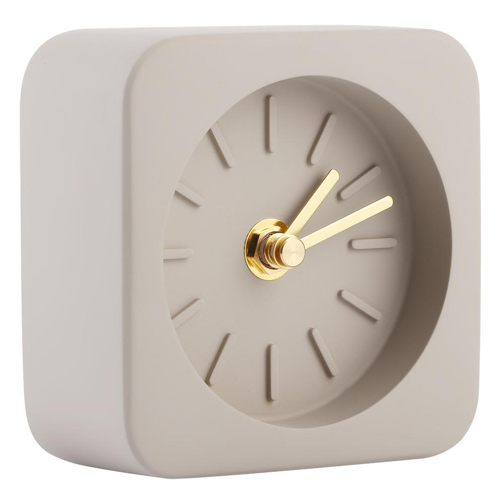 GEEKCOOK Simple Square Cement Desk Clock for Office Home Living Room Household DecorBrown