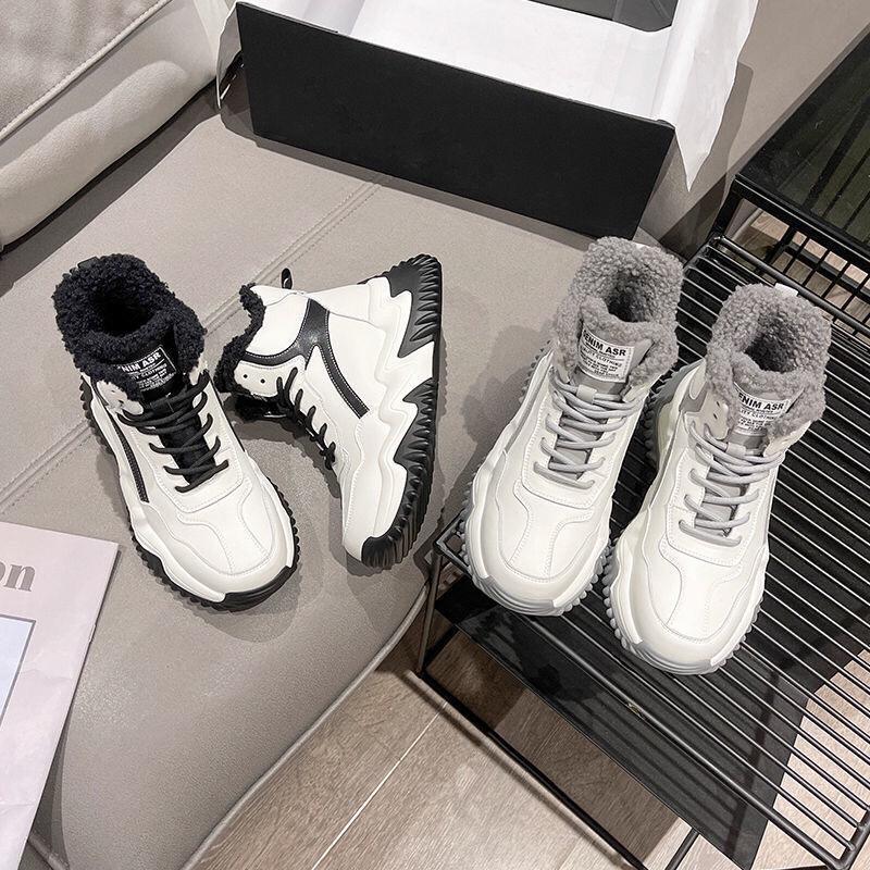 Fashion Popular Women's Cotton Shoes with Thick Fleece and Warm Snow Boots Anti Slip and Anti Freezing Casual Sports Cotton Shoes