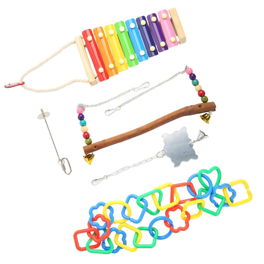 5Pcs Chicken Toys Set Colorful Chicken Veggies Skewer Fruit Holder Swing Toy for Parrot Pet Chicken