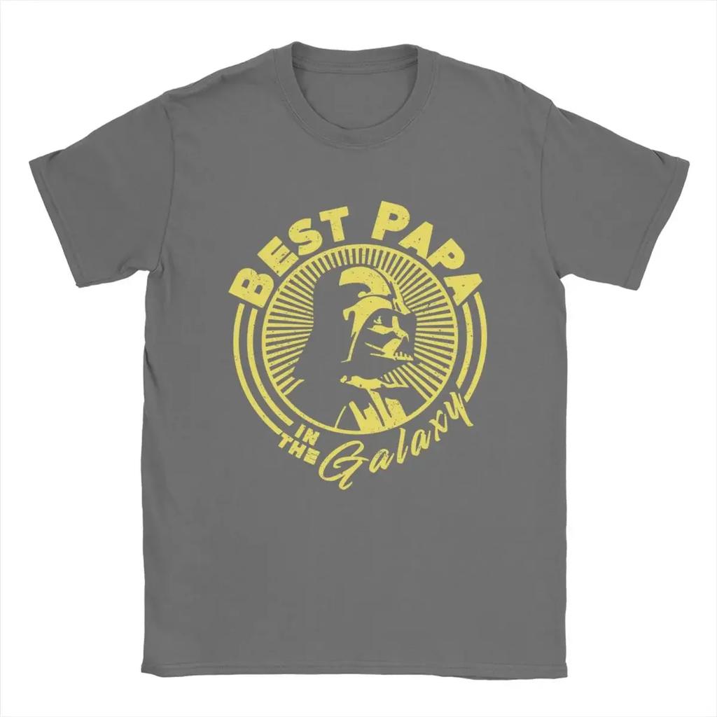 Best Papa In The Galaxy Stars Wars Men's T Shirts Funny Tees Short Sleeve Round Neck T-Shirts Pure Cotton Plus Size Tops