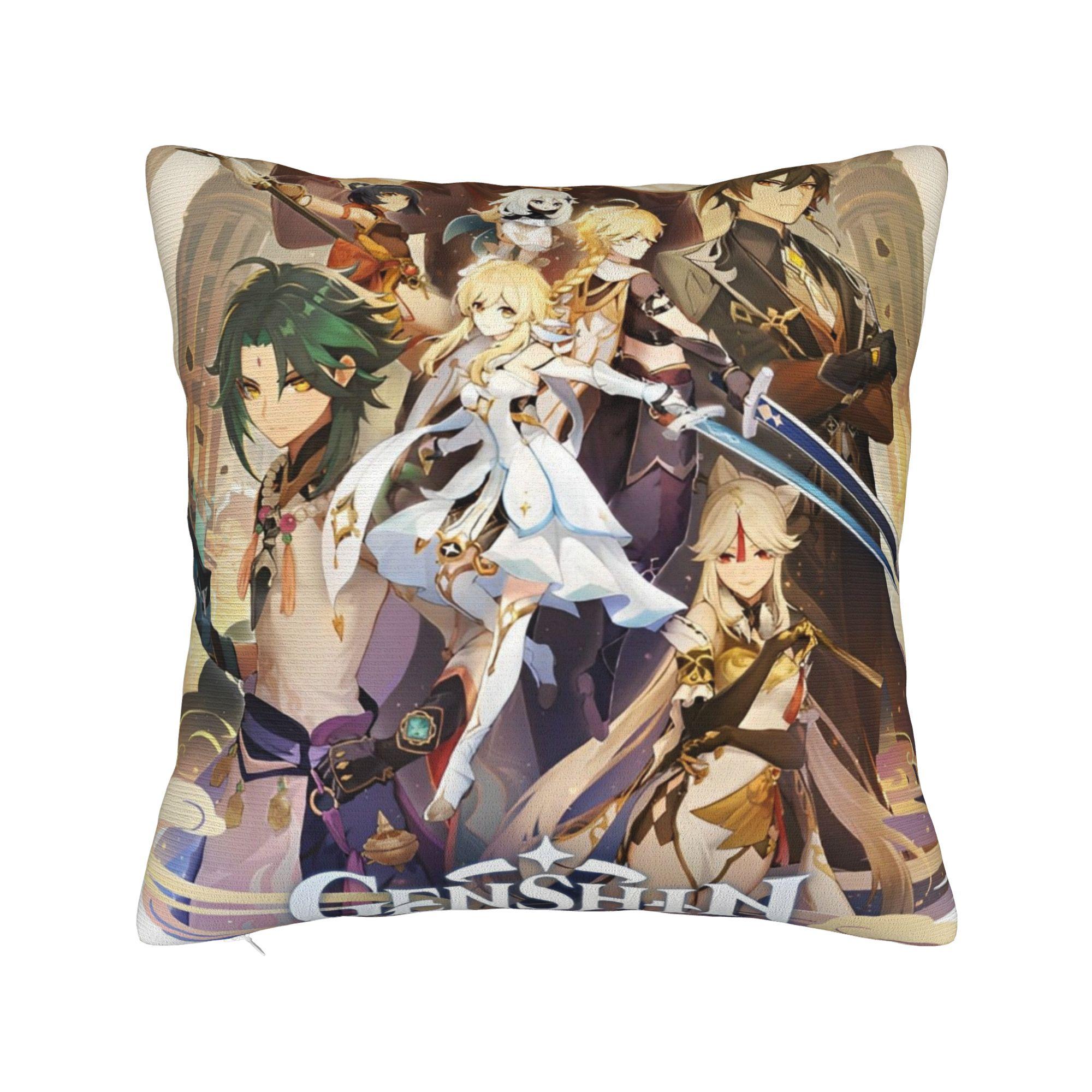 

genshin online games Pillowcase Soft Polyester Cushion Cover Decoration manga anime games Pillow Case Cover Sofa Square 12x12Inch