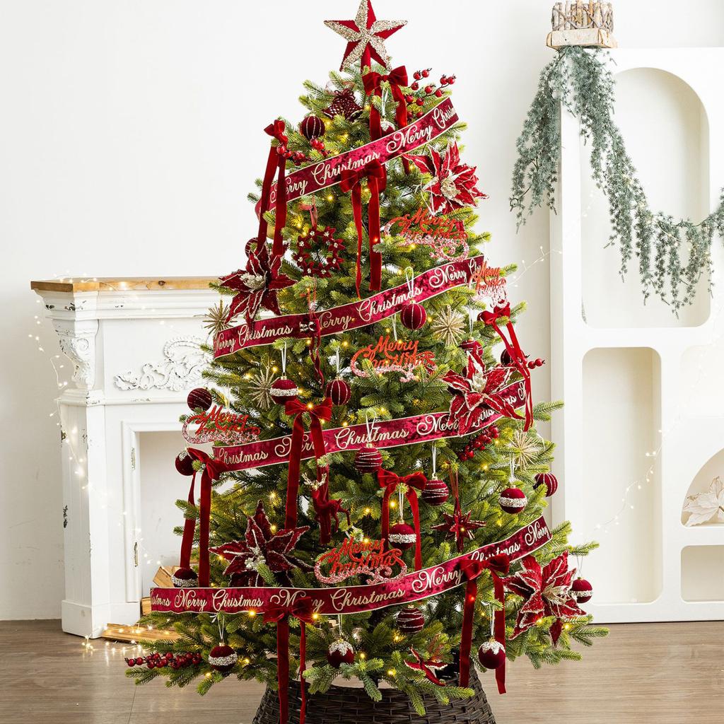 Christmas Decorations: Velvet Ribbon, Velvet Bow Pendants, Christmas Tree Ornaments, Christmas Setting Scenes