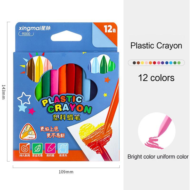 

12/24/36 Colors Plastic Crayon Non Dirty Hand Washable Triangular Colouring Pencil Student Graffiti Painting Drawing Stationery