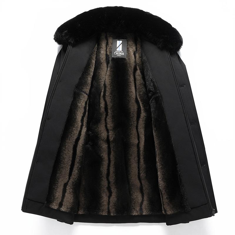 Middle-aged and Elderly Men's Men's Winter Cotton-padded Jacket with Big Fur Collar New Dad's Long Padded Down Cotton-padded Jacket