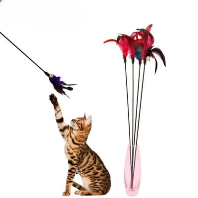 Long-stick, Seven-color Big Feather Cat Toy, Interactive Cat Toy with Bells, Self-entertaining and Boring Pet