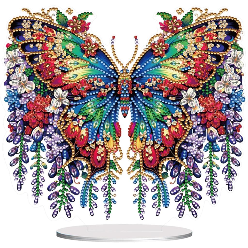Colorful Butterfly Desktop Diamond Art Kits Animal Diamond Painting Desktop Ornaments Kit for Home Office Desktop Decor