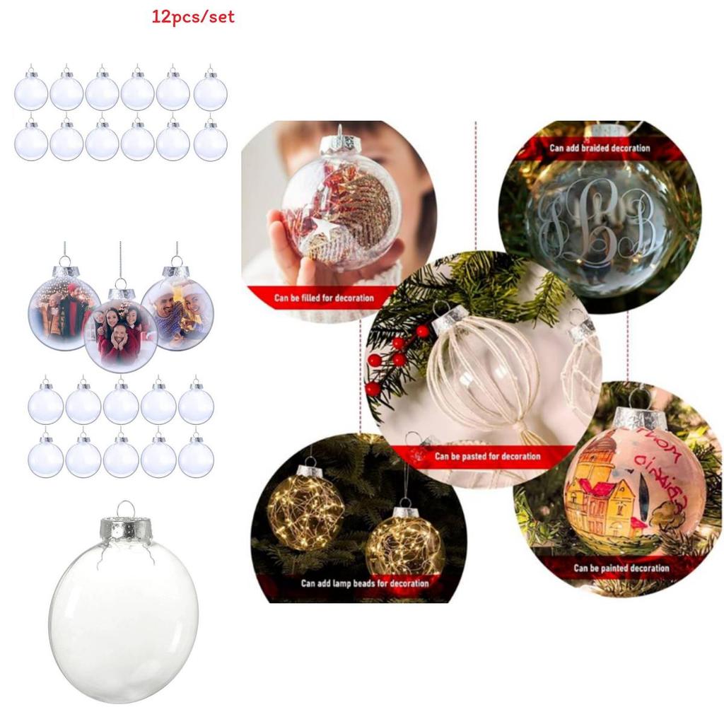 Christmas Ornament Ball With Modern Art Style In 6cm Transparent Plastic For Holiday Decor