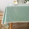 Mantel Simple de Algodón Lino TPU con Borde de Encaje Impermeable a Prueba de Aceite Limpiable Funda Rectangular para Decoración de Comedor Cocina Sala de Estar