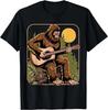 Retro Bigfoot Sasquatch Playing Acoustic Guitar Guitarist Gift Unisex T-Shirt