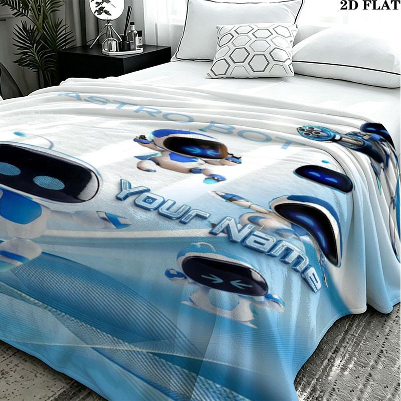 1PC ASTRO BOT Custom Name Patterned Flannel Blanket Suitable For All Seasons for Home Decor Warmth and Comfort Gifts Holiday Present