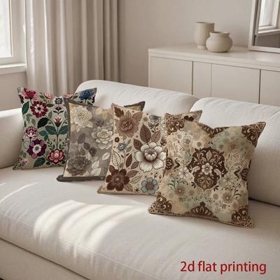 2D Floral Patterned Cushion Covers For Cozy Decor Pattern Cushion Cover Suitable For Sofa Bedroom Car Pillow Cover