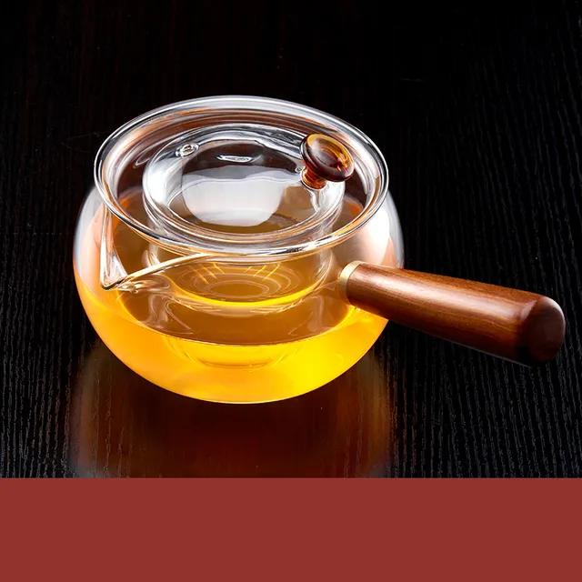 Heat-Resistant Glass Tea Pot Set with Long Handles and Convenient, Filterable Puer Kettle for Coffee and Tea - 156 C, High Quali