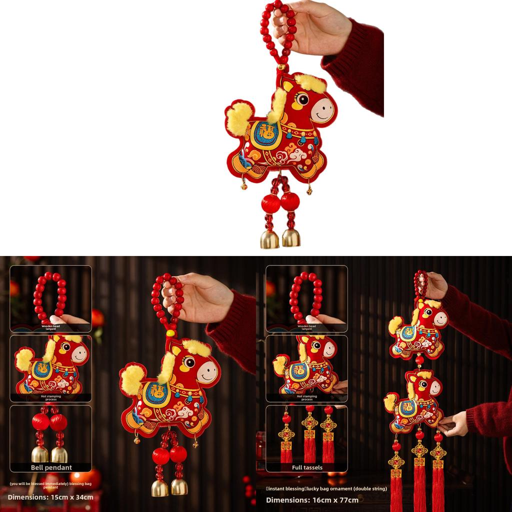 Décorations Suspendues Zodiacales Année du Cheval en Tissu pour Décoration Festif de Maison