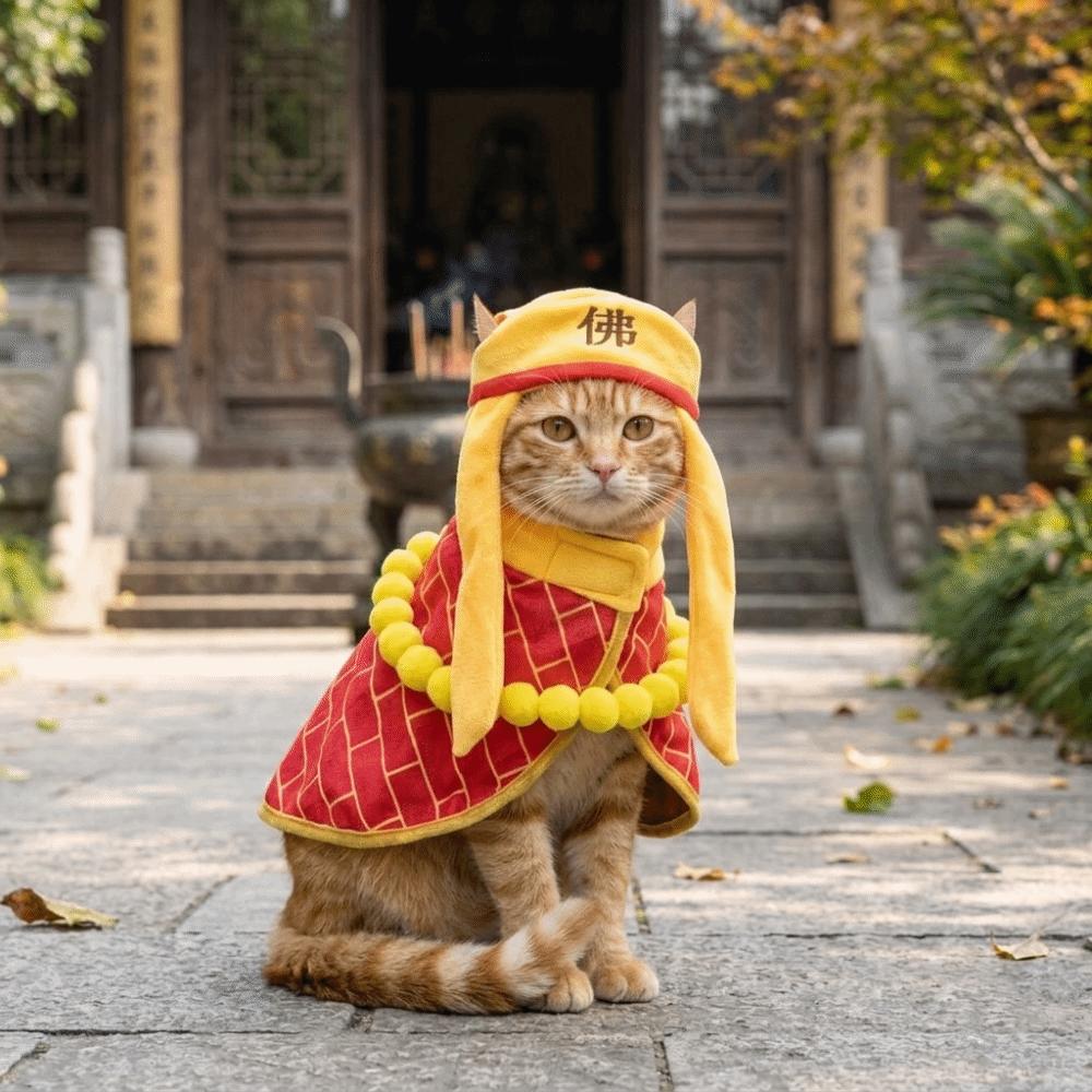 Adjustable Cat Cosplay Costume Soft Pet Cloak Scarf Funny Pet Monks Outfit Cosplay Party
