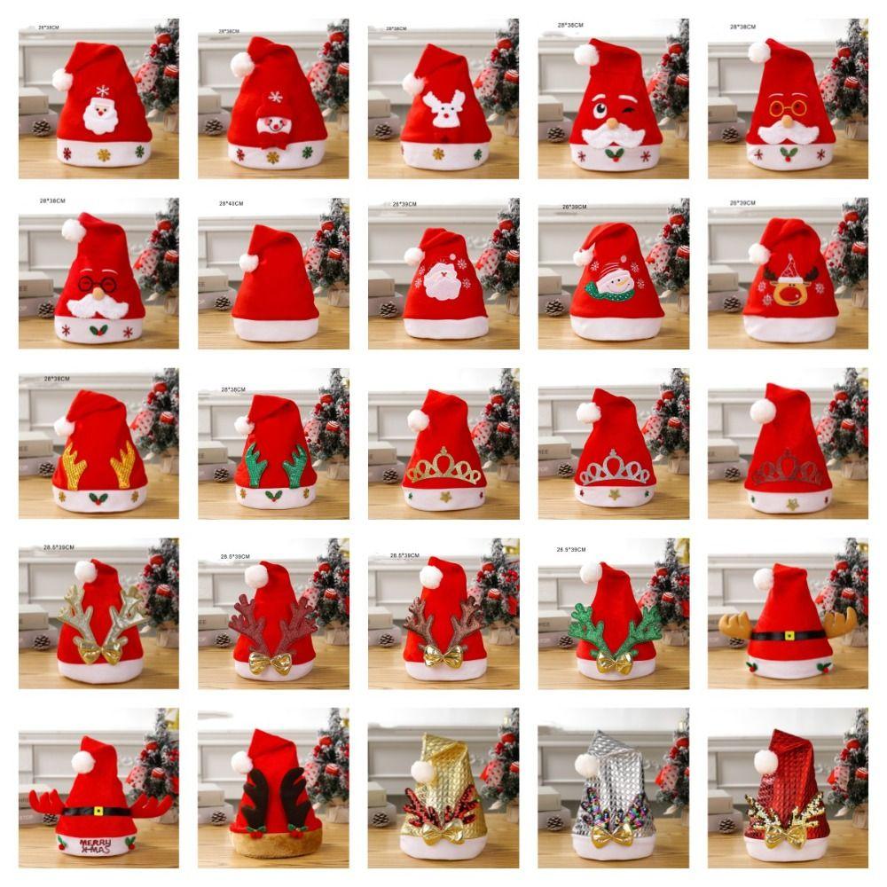 Snowman Plush Reindeers Antlers Hat Polyester Xmas Arts Hats Christmas Hat  Xmas Gift