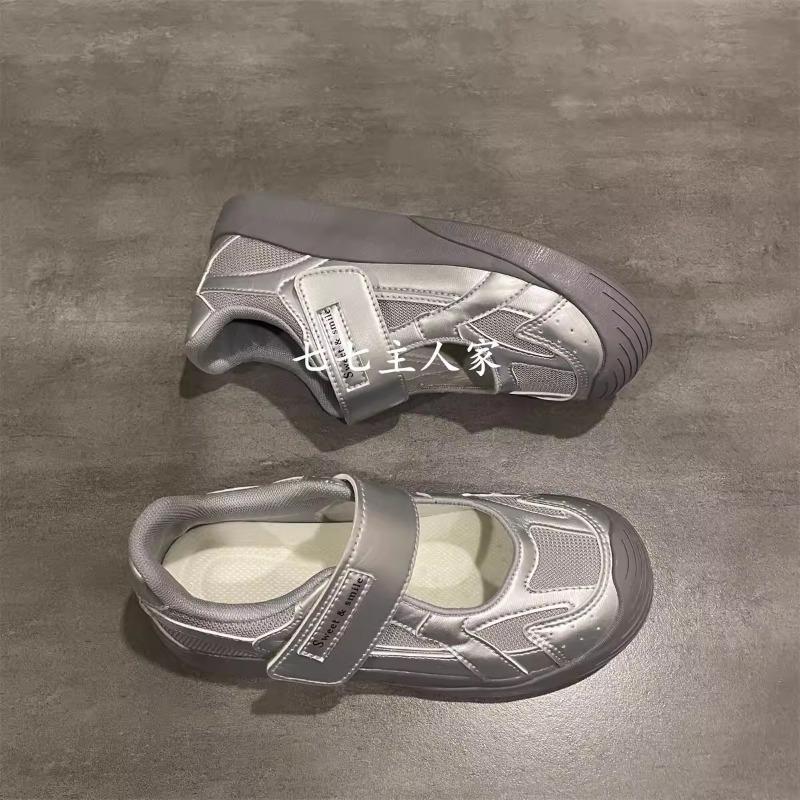 New mesh shoes women's breathable shallow mouth single shoes Velcro canvas shoes niche design casual white shoes trend