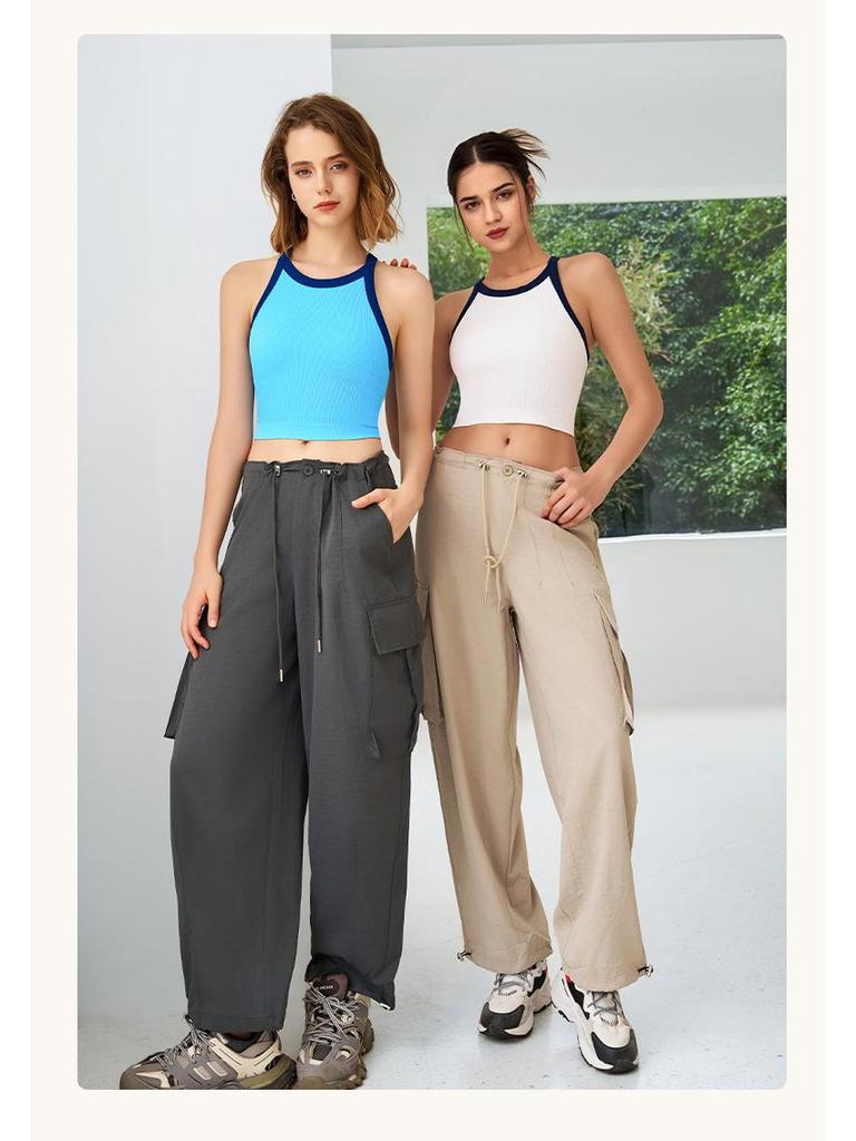 2025 High Elastic Contrast Color Sports Bra – Women's Shockproof Fitness Yoga Vest with Fixed Cups for Autumn/Winter