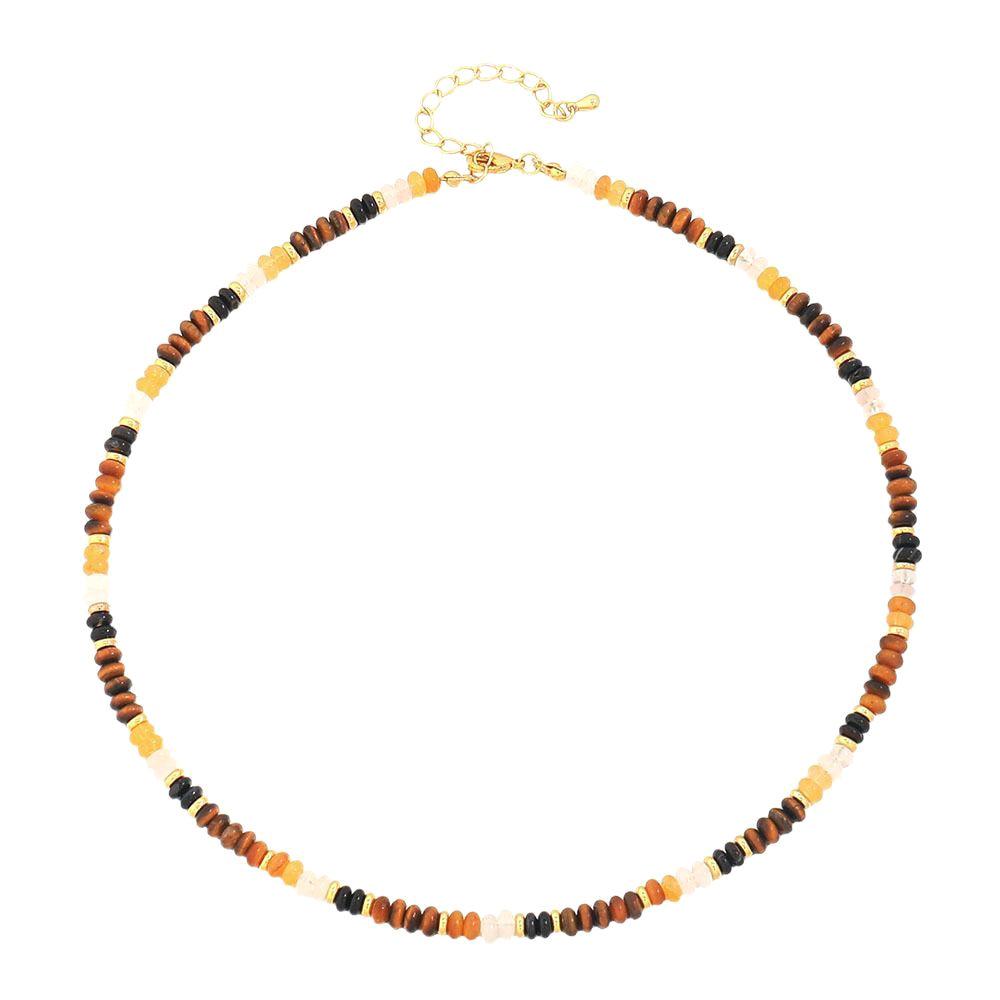 Wang Yibo Stil Natürliche Tigerauge Stein Perlenkette - Vielseitige Schlüsselbein Kette