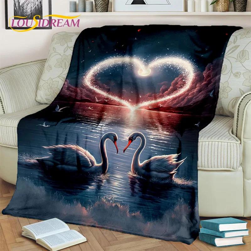 3D Dream Love Swan Cartoon Cygnus Girl Gift Blanket,Soft Throw Blanket for Home Bedroom Bed Sofa Picnic Travel Cover Blanket Kid