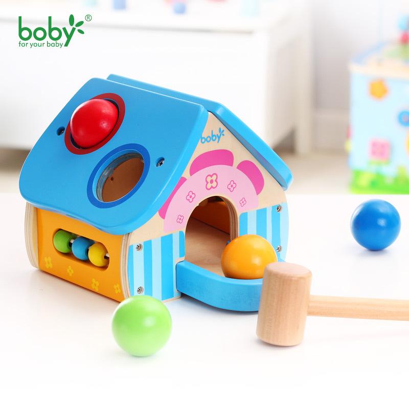Houten hamer speelgoed voor kinderen, 4-in-1 Montessori educatief speelgoed klopbank met ballen voor babyjongens en meisjes - Object Permanence Box van 1-4 jaar